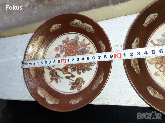 Лот от две чинии сатцума Satsuma порцелан, снимка 4 - Антикварни и старинни предмети - 53449190