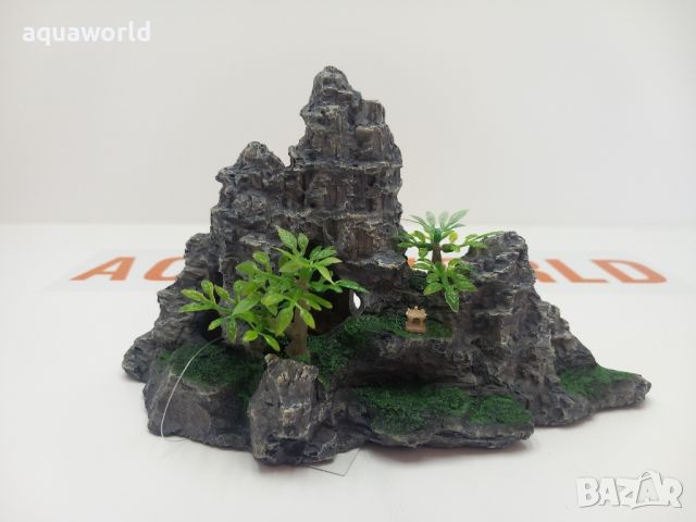 "Безплатна доставка " Изкуствена декорация - Скала с растения, снимка 1 - Оборудване за аквариуми - 45221314