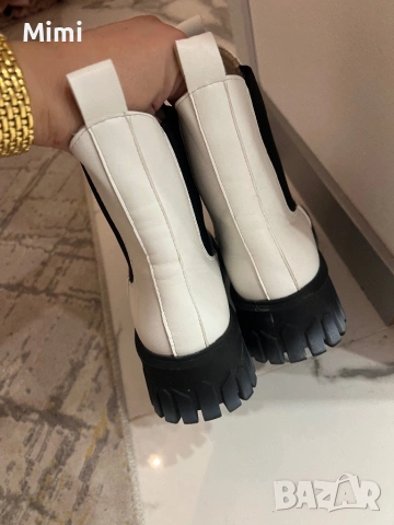 Кожени бели боти , снимка 3 - Дамски боти - 47804881