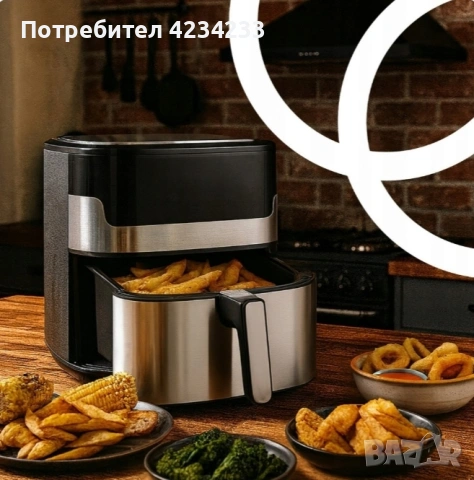 Смарт Еърфрайър , 2200W, XXL 6.5л, Wi-Fi Tuya App, 10 Програми, Неръждаема стомана, снимка 2 - Други - 53733950