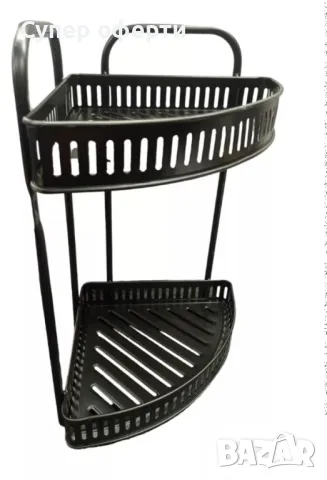 Ъглова стойка за подправки 2 нива – Органайзер за кухня, баня и спалня, без монтаж, снимка 2 - Аксесоари за кухня - 49868559