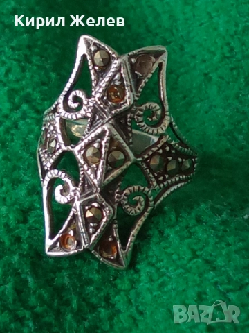 РАЗКОШЕН СТАР АЖУРЕН МАРКАЗИТЕН СРЕБЪРЕН ПРЪСТЕН СРЕБРО ВИСОКА ПРОБА ФИНА РЪЧНА ИЗРАБОТКА 49105, снимка 13 - Антикварни и старинни предмети - 50416531