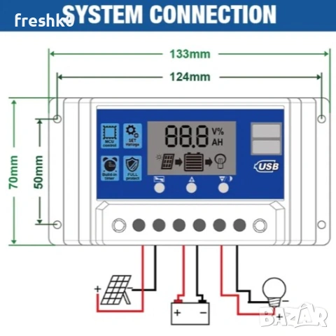 Соларен контролер 30А солар фотоволтаичен панел слънчев колектор, снимка 2 - Друга електроника - 53018735