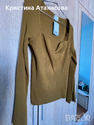 Дамска Блуза рипс цвят каки, снимка 3 - Блузи с дълъг ръкав и пуловери - 53056579