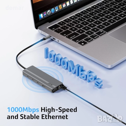 Многопортов хъб Acer USB C, 4K/60Hz HDMI, 1080P VGA, 2x10Gbps USB C, снимка 5 - Кабели и адаптери - 51688034