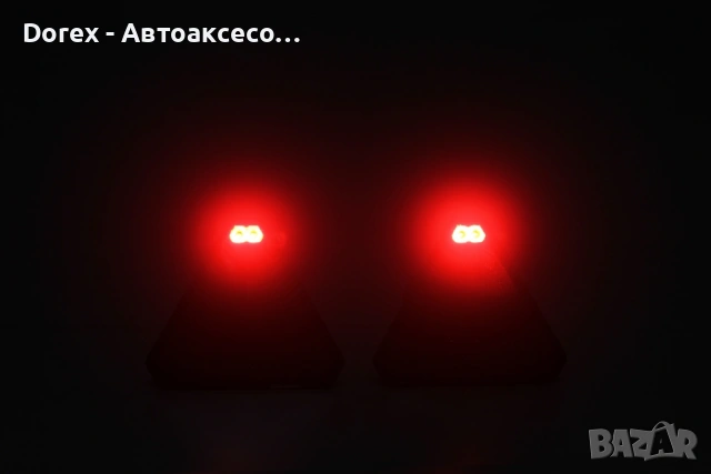 Комплект безжични преносими LED стопове с магнит и вендуза 12V - триъгълен дизайн с неон ефект за ре, снимка 14 - Аксесоари и консумативи - 53857052