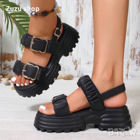 Дамски черни сандали, снимка 3 - Сандали - 50992498