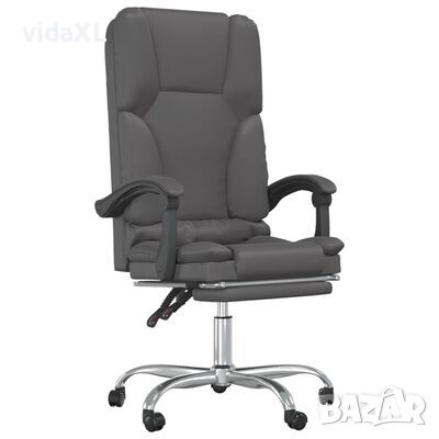 vidaXL Масажен наклоняем офис стол, сив, изкуствена кожа(SKU:349679, снимка 1 - Столове - 45807440