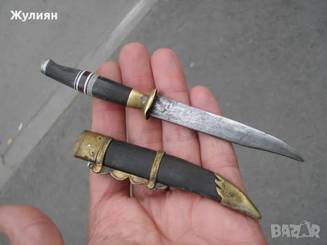 СТАР БАЛКАНСКИ НОЖ НОЖЧЕ ЧИРЕНИ И КАНИЯ БИВОЛСКИ РОГ , снимка 3 - Антикварни и старинни предмети - 50403684