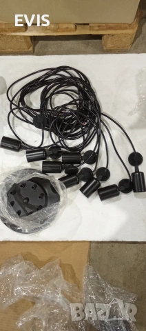 Винтидж, ретро полилей – индустриален стил, 8x E27,8 регулируеми пендели, снимка 4 - Лампиони - 53381253