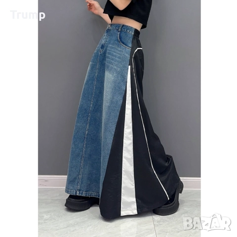 Пола, екстравагантна, комбинация деним с шушляк