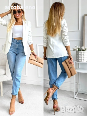 Елегантно дамско сако с драпирани ръкави, модерно и стилно, 10цвята , снимка 4 - Сака - 53245807