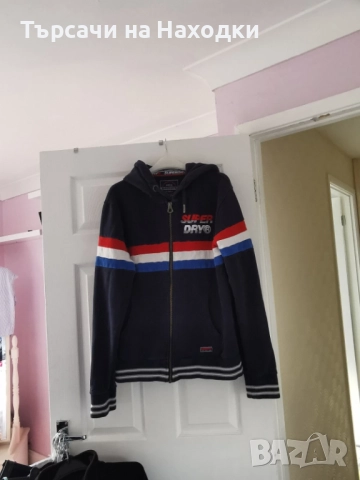 Мъжки суичър Superdry Тъмно синьо Navy Hooded Zip Up Jacket Size XL , снимка 4 - Суичъри - 52188623