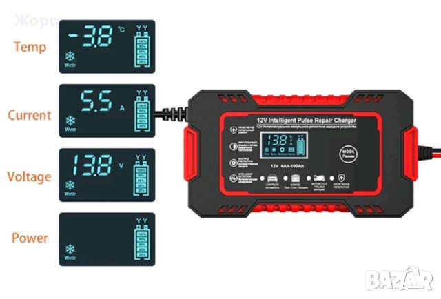 ИМПУЛСНО ЗАРЯДНО ЗА АВТОМОБИЛЕН АКУМУЛАТОР 12V/6A, снимка 6 - Аксесоари и консумативи - 46190892