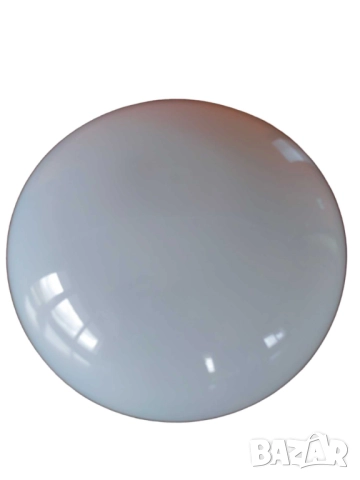 Стъклена плафониера, 24x9 см, Ф13.5 см отвор, Без закрепващ механизъм, Бяла