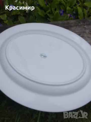 Овално плато с ловна сцена Леки следи от износване на канта, едва забележими. 34,5/27 см. , снимка 6 - Чинии - 50086657