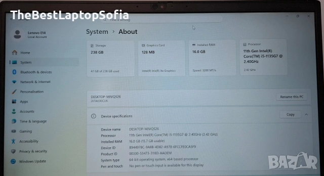 Лаптоп Lenovo ThinkPad E14 Gen 2, снимка 6 - Лаптопи за дома - 53911371