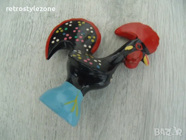 № 7972 стара керамична фигура - петел  - размер 13 / 10 / 5 см , снимка 2 - Други ценни предмети - 49732817