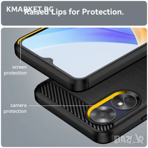 OPPO A17 Удароустойчив Carbon Fiber Калъф и Протектор, снимка 7 - Калъфи, кейсове - 49204883