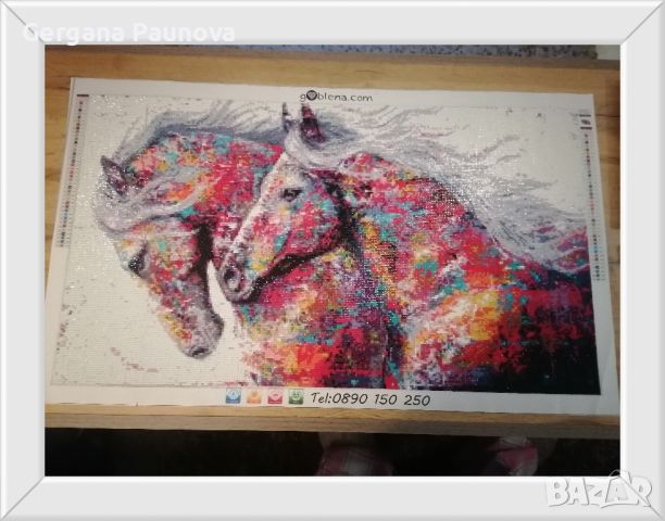 " Шарени коне " диамантен гоблен , снимка 2 - Гоблени - 45681980