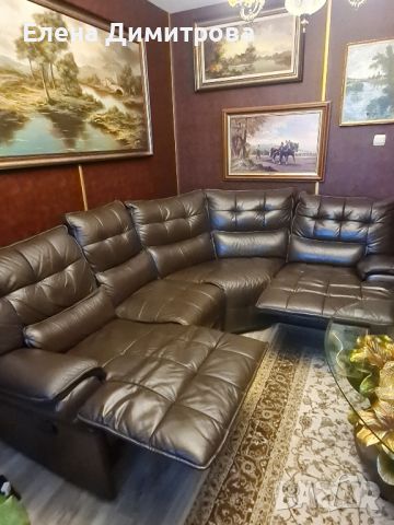 Прекрасен ъглов диван. Естествена кожа. , снимка 2 - Дивани и мека мебел - 45843572