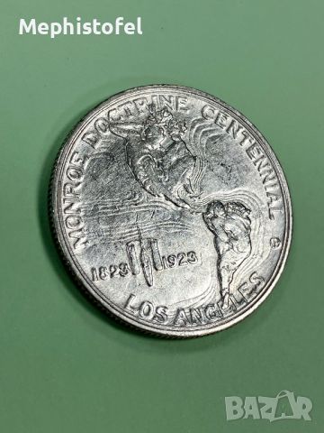 1/2 долар (Half Dollar) 1923 г Доктрина Монро, САЩ - сребърна монета, рядка, снимка 3 - Нумизматика и бонистика - 45079054