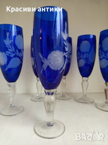 Кристални чаши Бохемия, колекционерски, високи, рьчна изработка, снимка 8 - Антикварни и старинни предмети - 52371671