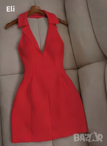 Нова дамска рокля без ръкави с халтер деколте и V-образно изрязване., снимка 7 - Рокли - 53655313