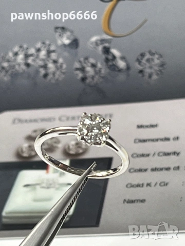 Златен пръстен 18К бяло злато с диаманти – елегантност с характер, снимка 11 - Пръстени - 53656209