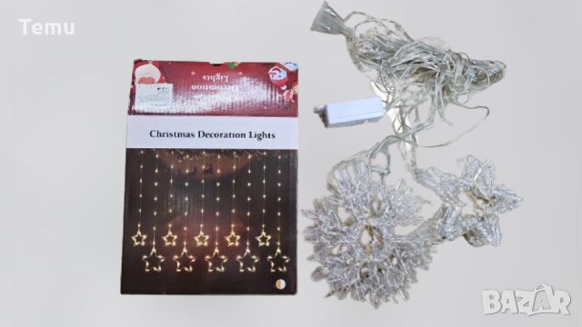 LED Завеса с коледни звезди, снежинки и елени, снимка 4 - Декорация за дома - 46439686
