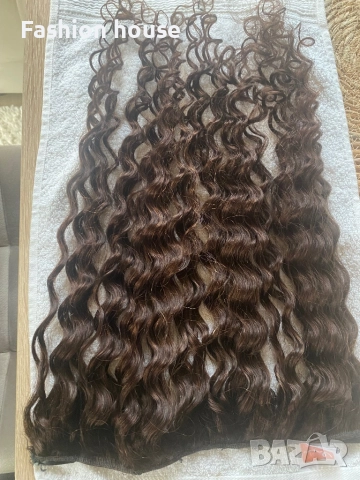 Естествена коса къдрава кестенява, снимка 3 - Аксесоари за коса - 52669236