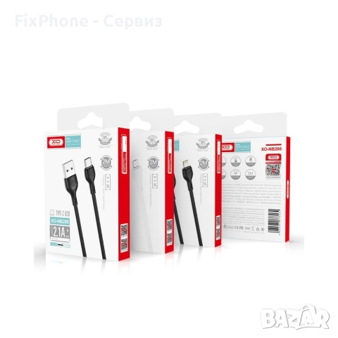 Кабел USB - USB-C, XO NB200 2.1A 2м в кутия, Черен , снимка 2 - USB кабели - 52596013