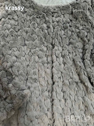 Страхотно голямо тънко дамско палто с пух (размер 2ХЛ), снимка 2 - Палта, манта - 53441521