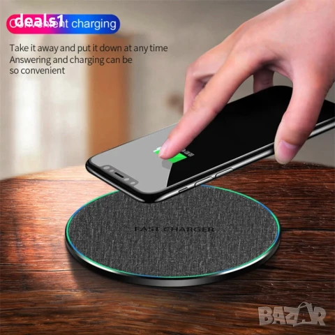 15W Безжично Зарядно Бързозареждаща подложка за iPhone Samsung Google, снимка 2 - Безжични зарядни - 50535002