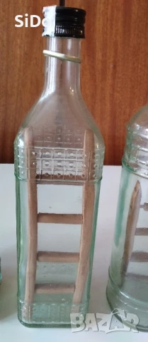 5 стъклени бутилки 0.7л със дървена стълба в тях ми, снимка 4 - Други стоки за дома - 50689266
