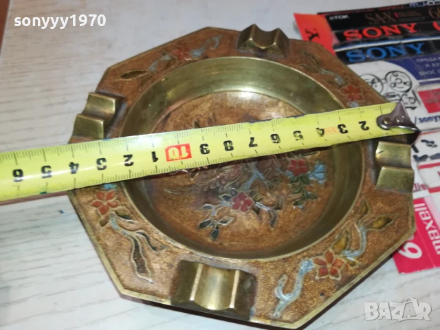 ПЕПЕЛНИК-МЕД/МЕСИНГ-MADE IN INDIA-ВНОС SWISS 1708251800, снимка 7 - Антикварни и старинни предмети - 51394535