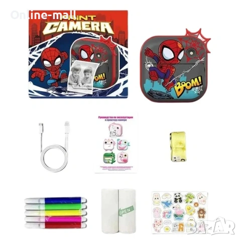 Детски фотоапарат с печат на снимки Спайдърмен – 48 MP, 2.5K UHD видео, двойна камера, селфи и игри, снимка 6 - Фотоапарати - 53244154