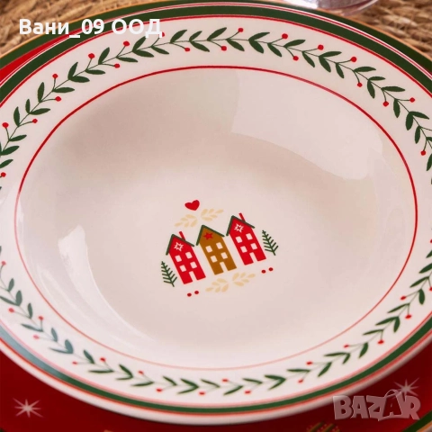 Красив коледен порцеланов сервиз за хранене, снимка 3 - Сервизи - 52686661