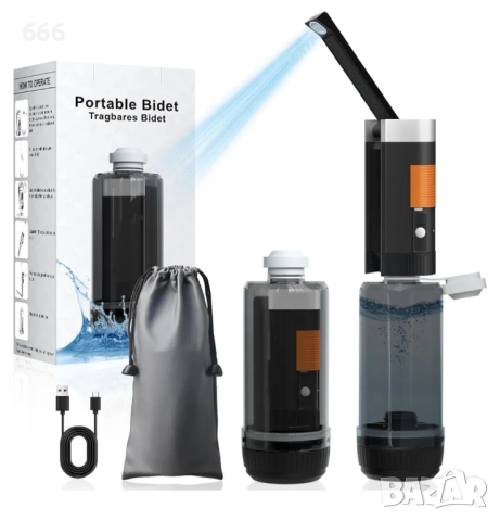 Преносимо биде, USB акумулаторно, 400 мл, 2 режима