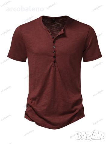 Мъжка ежедневна модна тениска с къс ръкав Henley, 4цвята , снимка 3 - Тениски - 45483211