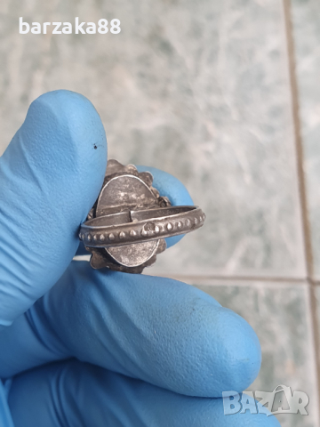 Стар сребърен пръстен с Ахат, снимка 5 - Пръстени - 44973818