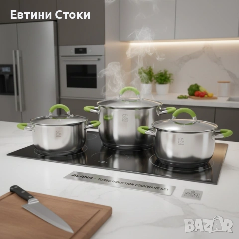 Swissgold Alana - Комплект 3 тенджери с 5-слойно дъно, снимка 3 - Съдове за готвене - 53587957