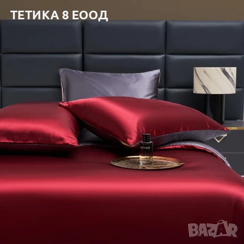 Спален комплект сатен, различни размери, синьо-сив, 2 калъфки за 65х65, снимка 5 - Спално бельо - 51169145