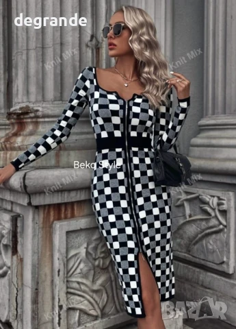 Елегантна рокля в бяло и черно, снимка 5 - Рокли - 50795344