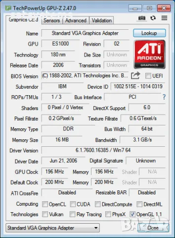 Видео карта IBM ATi ES1000 (RN50) 16MB DDR 128bit PCI, снимка 10 - Видеокарти - 47837783