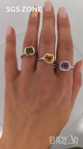 СРЕБЪРНИ ПРЪСТЕНИ от ТАЙЛАНД С ЕСТЕСТВЕН ПЕРИДОТ, ЦИТРИН ИЛИ АМЕТИСТ