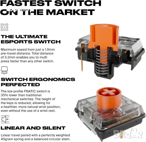 НОВА, ТЕСТВАНА FNATIC STREAK65 компактна RGB 60 геймърска механична клавиатура..., снимка 7 - Клавиатури и мишки - 50578968