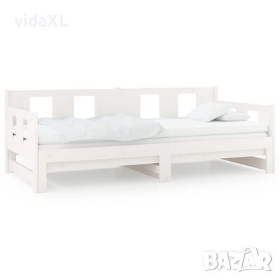 vidaXL Разтегателна кушетка, бяла, борово дърво масив, 2x(90x200) см（SKU:820343, снимка 1 - Дивани и мека мебел - 45079398