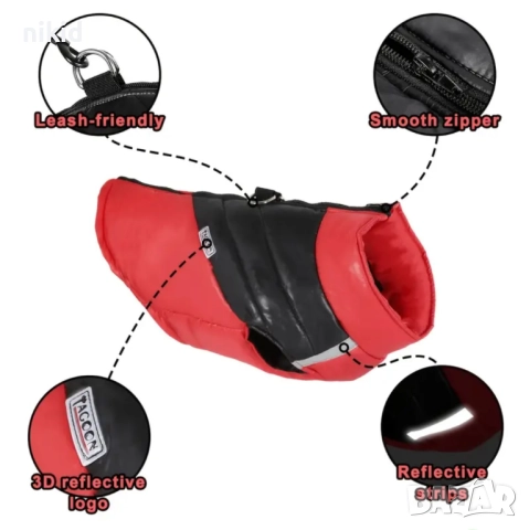 Кучешка дреха яке за куче в червено непромокаема, снимка 2 - За кучета - 52879830