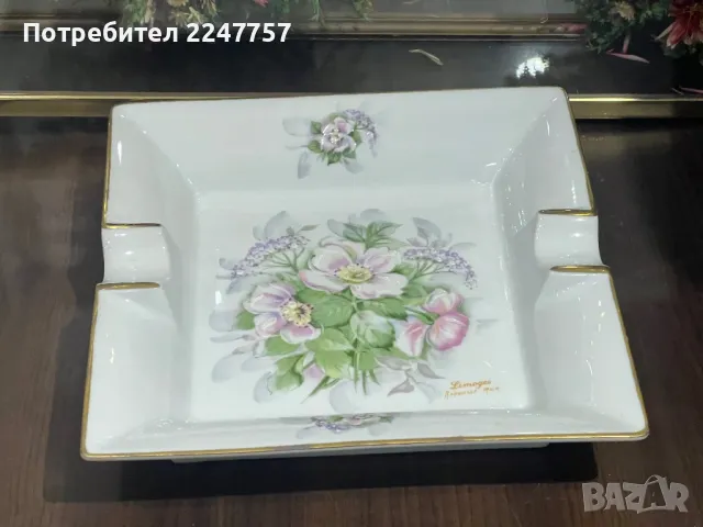 Пепелник порцелан Limoges, снимка 1 - Антикварни и старинни предмети - 47580062